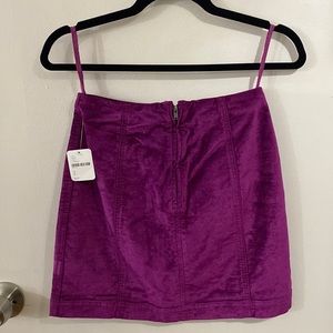 NWT - Free People - Velvet raspberry high waist mini skirt